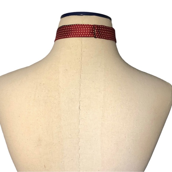 CHRISTIAN DIOR Silk Polka Dot Bow Tie Red with Tan Dots - Picture 2 of 8